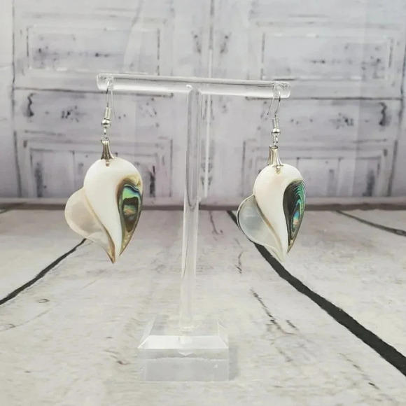 Heart Abalone Earrings - Picture 1 of 4